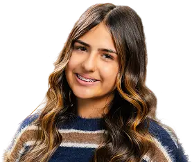 happy smiling brunette teen with braces