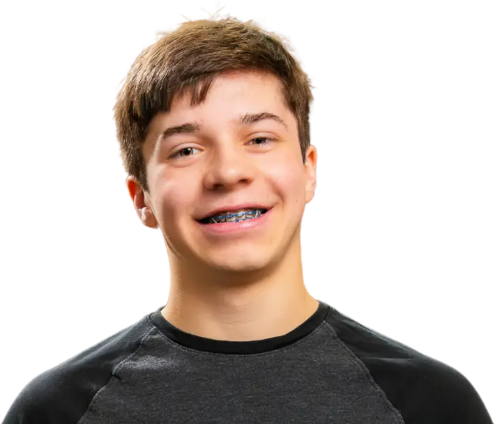young male teen with braces