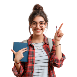 happy smiling brunette teen in a hair bun